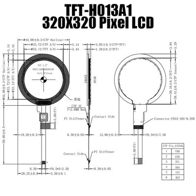 Màn hình TFT tròn IPS 1,3 inch Mô-đun màn hình LCD 320x320 TFT CHO Thiết bị gia dụng