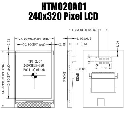 Màn hình hiển thị mô-đun LCD SPI TFT 2.0 inch Thực tế 240x320 HTM020A01