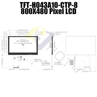 Mô-đun màn hình LCD TFT 800x480 4,3 inch Mô-đun màn hình cảm ứng điện dung Màn hình Pcap
