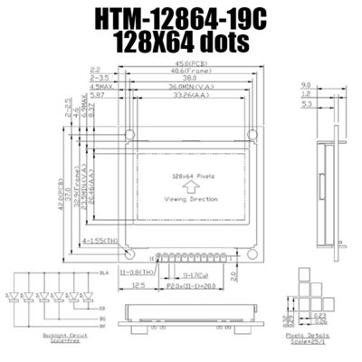 Mô-đun LCD đồ họa 128X64 FSTN với đèn nền trắng HTM12864-19C
