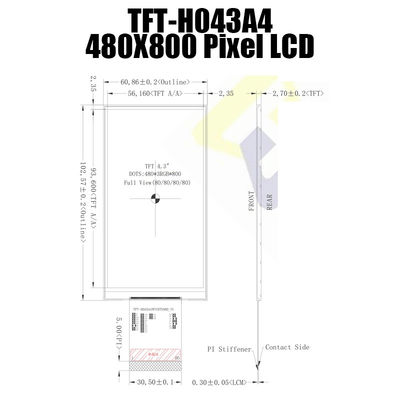 Mô-đun LCD TFT có thể đọc được bằng ánh sáng mặt trời 4,3 inch 480x800 NT35510 TFT_H043A4WVIST5N60