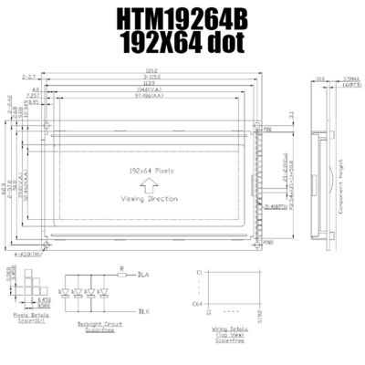 Màn hình mô-đun LCD đồ họa 192X64 KS0108 với đèn nền trắng HTM19264B