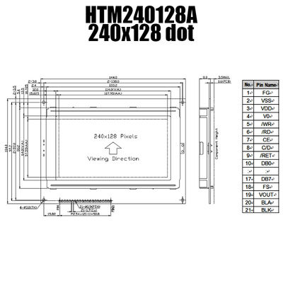 Màn hình LCD đồ họa 240x128 công nghiệp, Màn hình LCD T6963C STN MCU / 8bit