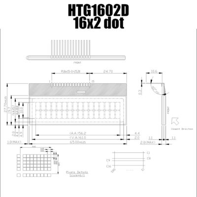 Màn hình LCD COG ký tự 2X16 | FSTN+ Màn Hình Màu Xám Không Có Đèn Nền | ST7032I/HTG1602D