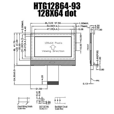 Mô-đun hiển thị đồ họa LCD màu xám 128X64 với đèn nền bên màu trắng HTG12864-93