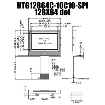 Mô-đun LCD 128X64 COG ST7567 Màn hình SPI FSTN với đèn nền bên màu trắng HTG12864C-SPI