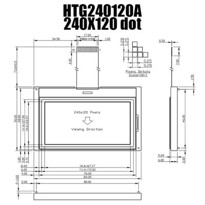 Mô-đun LCD 240X120 Đồ họa TFT với đèn nền trắng bên hông HTG240120A