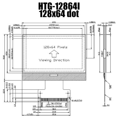 Mô-đun LCD COG đa năng Đồ họa 128X64 ST7565R Truyền âm HTG12864