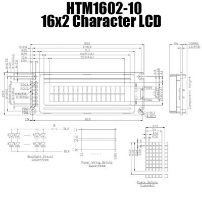 Màn hình LCD 16x2 đa năng, Mô-đun hiển thị LCM màu vàng lục HTM1602-10