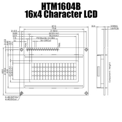 Mô-đun LCD ký tự COB 16X4 LCD với đèn nền bên trắng HTM1604B