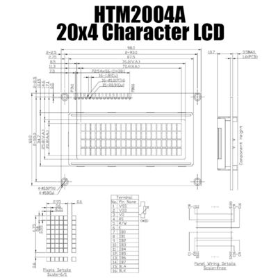 Màn hình LCD ký tự thiết bị 20x4 5x8 với con trỏ HTM-2004A