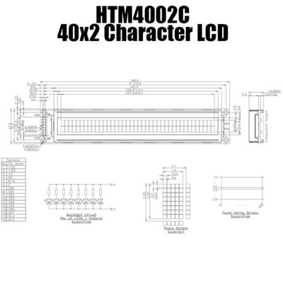 Màn hình mô-đun LCD ký tự công nghiệp 5V 40x2 8 bit HTM4002C