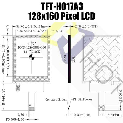Màn hình TFT điện trở có thể đọc được bằng ánh sáng mặt trời 1,77 inch Màn hình màu Tft 128x160