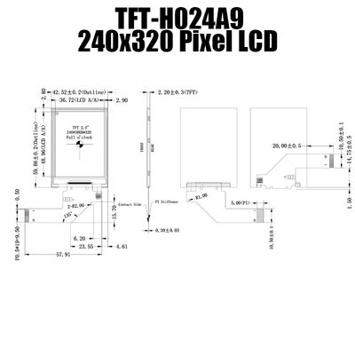 Màn hình LCD TFT 2,4 inch bền bỉ có thể đọc được bằng ánh sáng mặt trời 240x320 TFT-H024A9QVIFT8N20