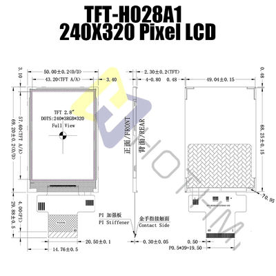 Màn hình cảm ứng TFT 2,8&quot; 240x320 có thể đọc được bằng ánh sáng mặt trời TFT-H028A1QVIST6N40