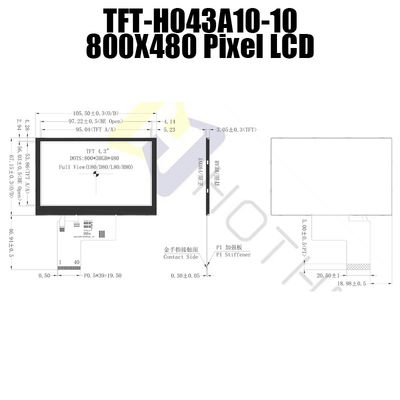 Màn hình LCD TFT 4,3 inch có thể đọc được bằng ánh sáng mặt trời 800x480 Pixels TFT-H043A10SVIST6N40