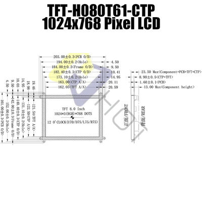 Bảng điều khiển LCD HDMI 8 inch 1024x768 với cảm ứng điện dung TFT-080T61SVHDVNSDC