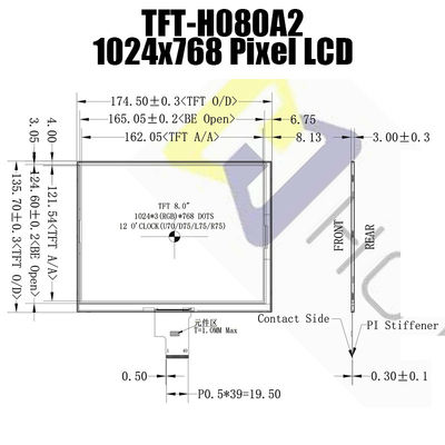 Màn hình IPS TFT cảm ứng màu 8 inch 1024x768 HX8282A HX8695 TFT-H080A2XGTHX3N40
