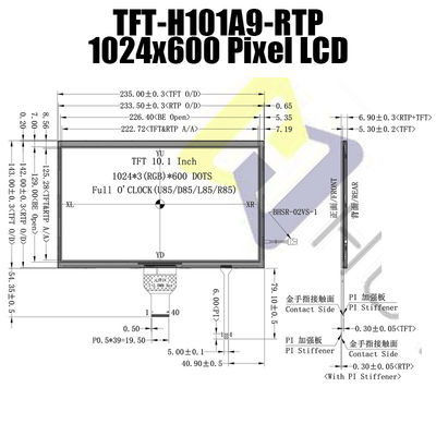 Màn hình LCD có thể đọc được bằng ánh sáng mặt trời LVDS IPS 10,1 inch với bảng điều khiển cảm ứng điện trở H101A9WSIFTKR40