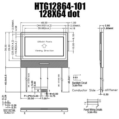 Màn hình COG LCD 128X64, Mô-đun LCD đồ họa UC1601S HTG12864-101