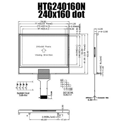 Mô-đun hiển thị đồ họa LCD 240x160 ST7529 với đèn nền trắng bên hông HTG240160N