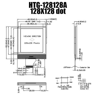 Chip 128X128 trên màn hình LCD thủy tinh, Màn hình LCD đồ họa đơn sắc UC1617S HTG128128A