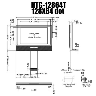 Mô-đun LCD COG đơn sắc 128X64 3.3V MCU8080 ST7567 HTG12864T