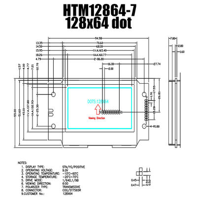Mô-đun LCD đồ họa 128X64 SPI ST7565R với đèn nền mặt trắng HTM12864-7