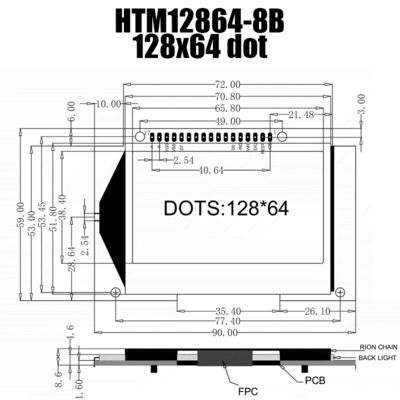 Màn hình LCD đồ họa 128X64 SPI, Đồ họa LCD màu vàng ST7565R 128x64