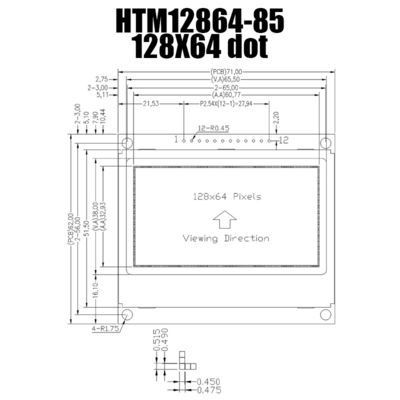 Màn hình LCD đồ họa 128X64 SPI FSTN với đèn nền bên trắng