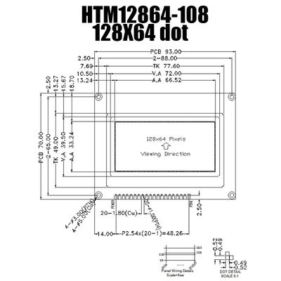 Mô-đun LCD đồ họa trình điều khiển ST7565R với nhiệt độ hoạt động rộng