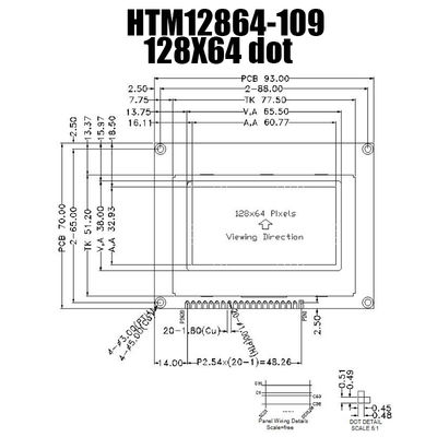Mô-đun đồ họa LCD hiển thị màu xanh STN 128x64 được tích hợp trong ST7565R Cortrol