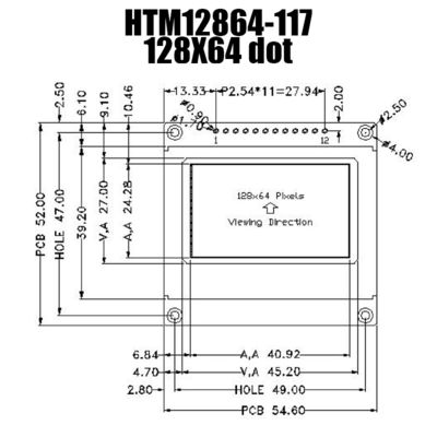 Mô-đun hiển thị đồ họa FSTN Mô-đun LCD COB tiêu chuẩn 128x64