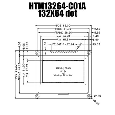 Mô-đun LCD đồ họa COG 132X64 với góc nhìn rộng 6 giờ