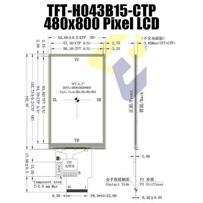 Màn hình cảm ứng điện dung 4,3 inch IPS SPI Màn hình TFT Màn hình Pcap 480x800