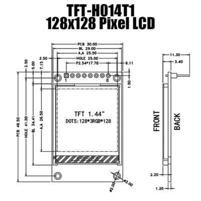 Bảng điều khiển mô-đun TFT 1,44 inch 128x128 với bảng điều khiển LCD