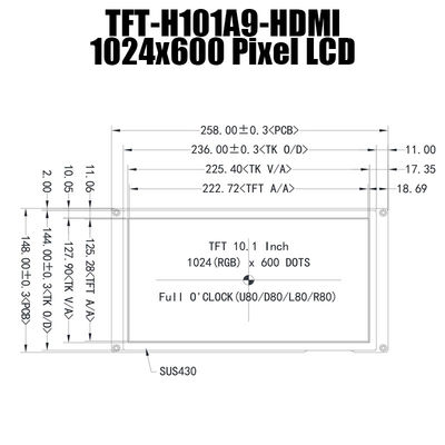 Mô-đun LCD 10,1 inch HDMI IPS 1024x600 TFT Hiển thị ánh sáng mặt trời Có thể đọc được với Raspberry Pi