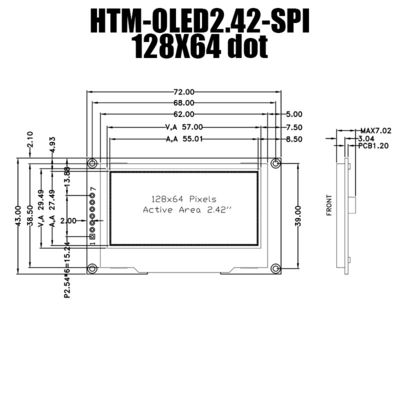 Mô-đun hiển thị OLED 2,42 &quot;Inch 128x64 COG SSD1309 với Điều khiển thiết bị + PCB + Khung