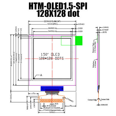 Mô-đun hiển thị OLED 1,5 &quot;Inch 128x128 COG SH1107 với Điều khiển thiết bị / PCB / Khung