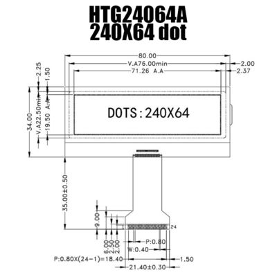 Mô-đun hiển thị đồ họa LCD 240x64 COG ST75256 với màu vàng xanh hoàn toàn trong suốt