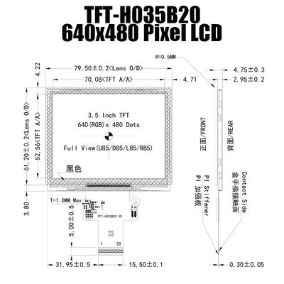 Bảng điều khiển màn hình TFT nhiệt độ rộng 3,5 inch IPS 640x480 ST7703 dành cho thiết bị cầm tay