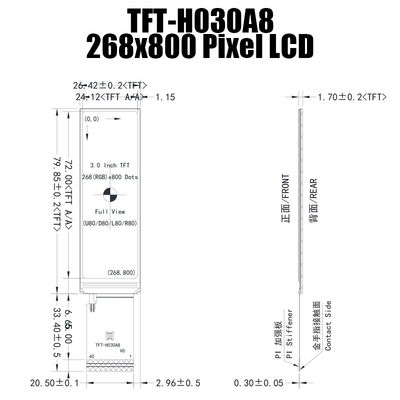 Bảng điều khiển màn hình TFT nhiệt độ rộng 3.0 inch IPS 268x800 ST7701S dành cho thiết bị đo