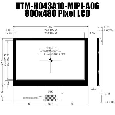 4.3 inch IPS 800x480 Phân nhiệt độ rộng TFT màn hình bảng điều khiển MIPI cho kiểm soát công nghiệp