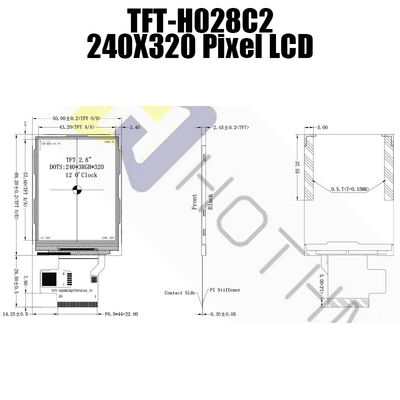 Mô-đun màn hình tinh thể lỏng 280cd/m2 2,8 inch, Màn hình bảng điều khiển TFT 240x320 TFT-H028C2QVTST3N45